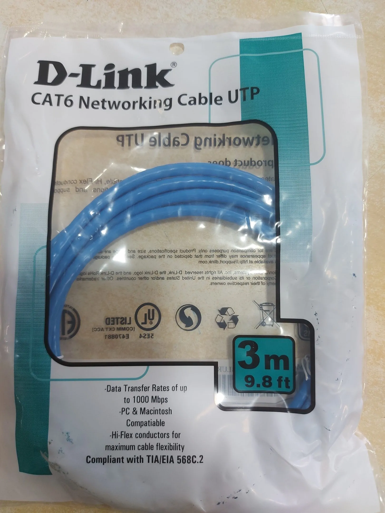 D-Link D-Link Cat6 Patch Cord – 3 m