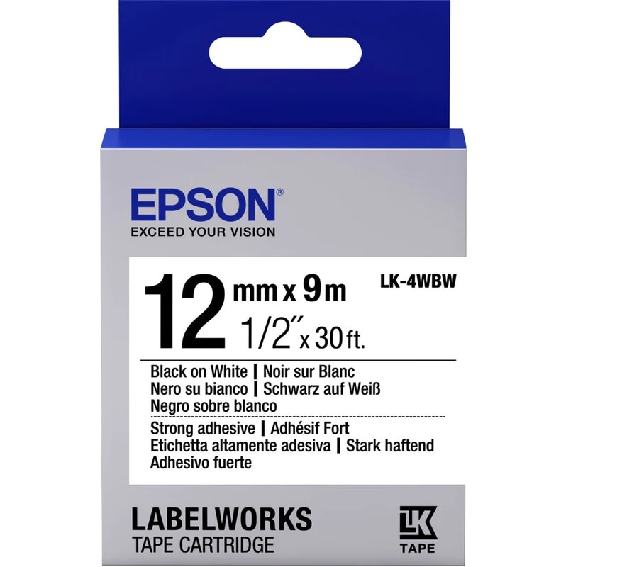 Epson LK-4WBN - 12mm Black on White Tape S6546