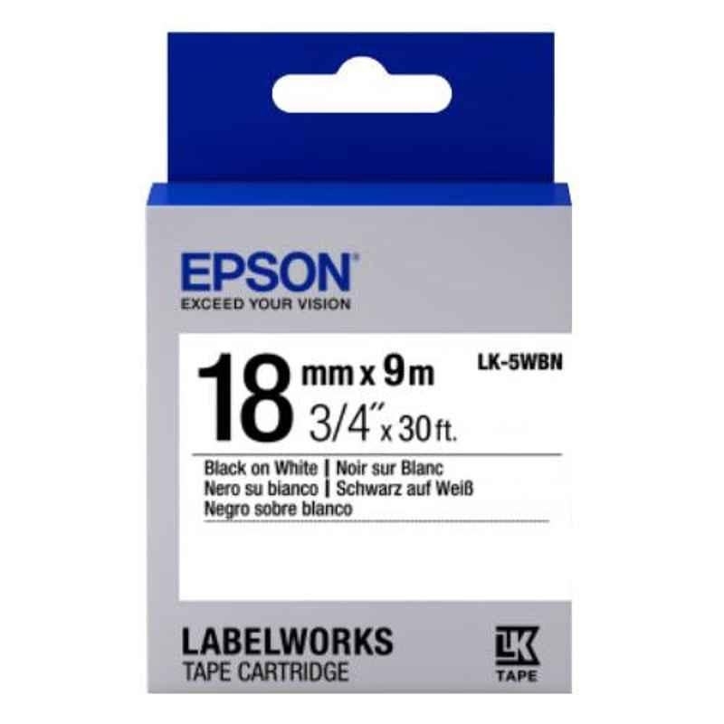 Epson LK-5WBN - 18mm Black on White Tape S6556